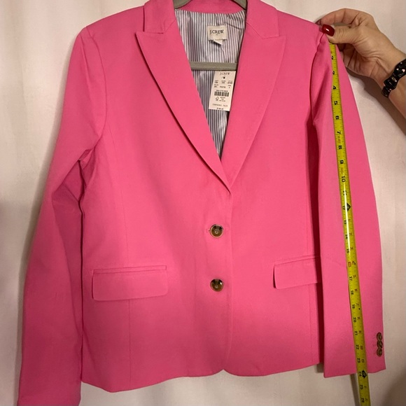 J. Crew SMALL Bright Pink Cotton Two-Button Women's Blazer with Satin Liner - Picture 8 of 12